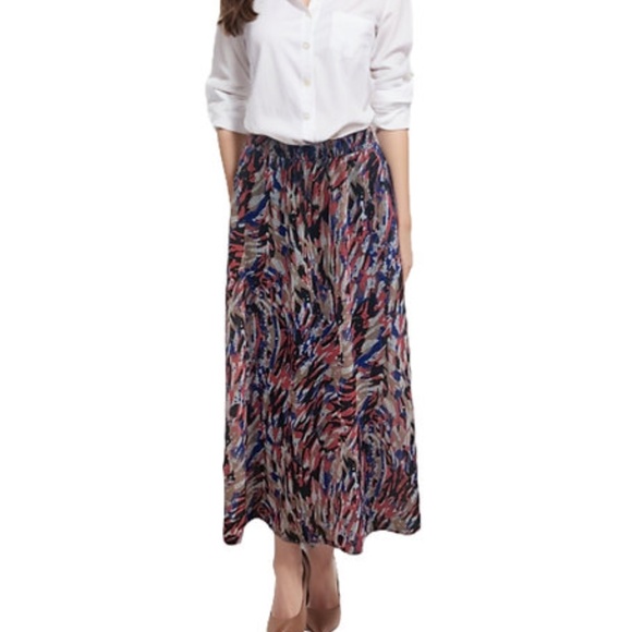 DEVORAH'S SECRET Modest Maxi Skirt Abstract Orange & Blue - Picture 3 of 3